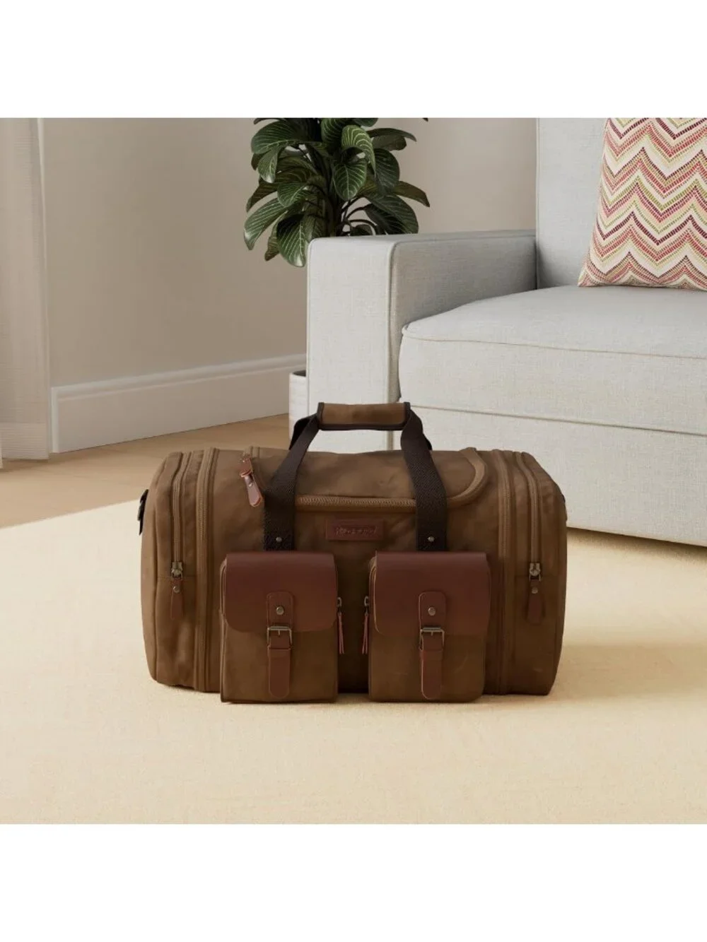 Spacious 50L Waxed Canvas Duffle Bag - Stylish Weekender Overnight Travel Tote